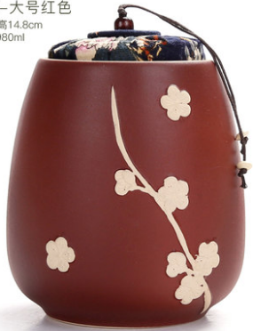 Ceramic Tea Jar - Plum Blossom Brown