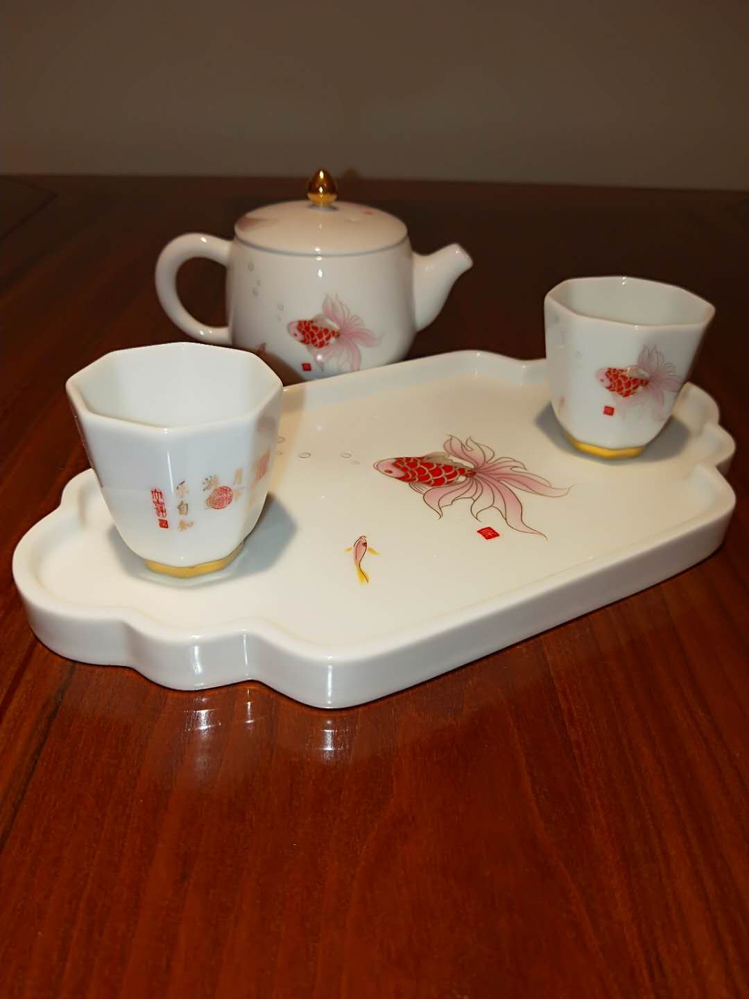 Golden Carp Mini Tea Set - Square Cups