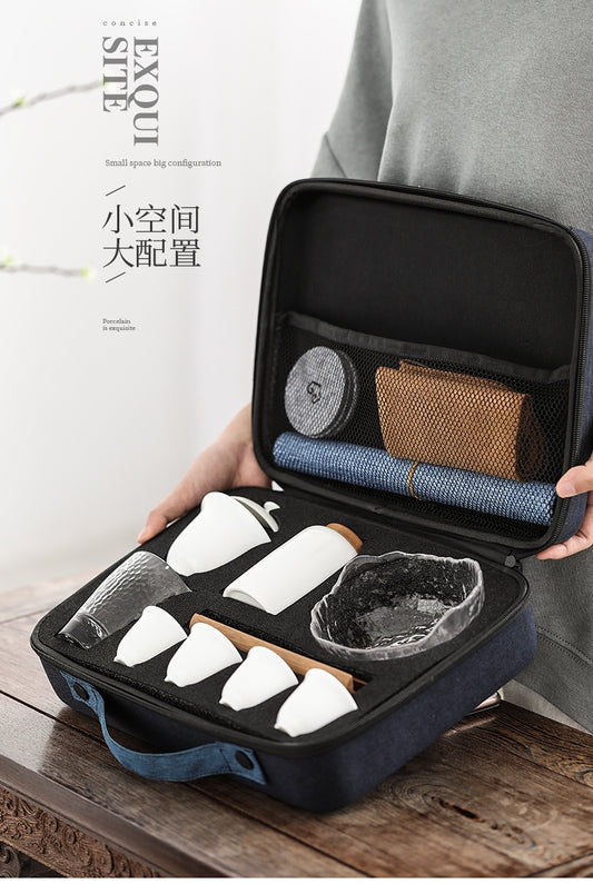 Chinese White Porcelain Tea Ceremony Travelling Tea Set