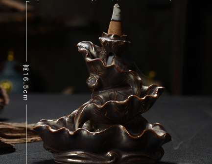Ceramic Rust Glaze Incense Burner - Lotus Leaf (for cone incense only)