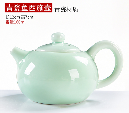 Cyan Porcelain Fish Teapot China Beauty Style