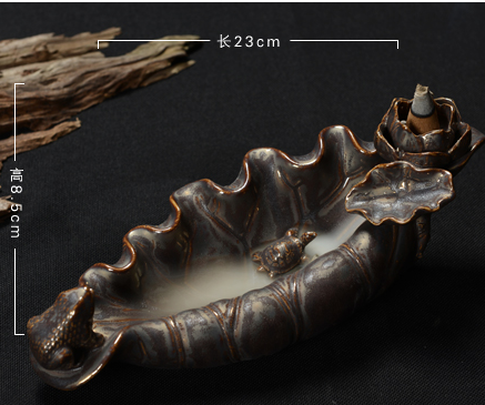 Ceramic Rust Glaze Incense Burnner - Lotus Pond (for cone incense and joss-stick / incense stick)