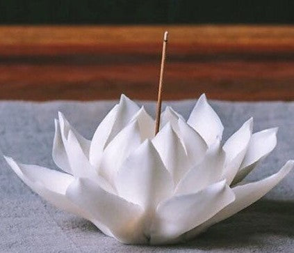 Incense Burner - White Porcelain Lotus