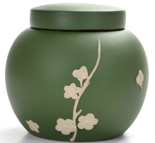Ceramic Tea Jar - Plum Blossom Style Green