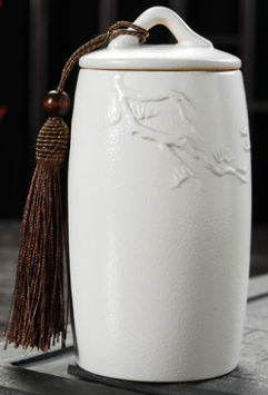 Pine Tree Tea Jar - White