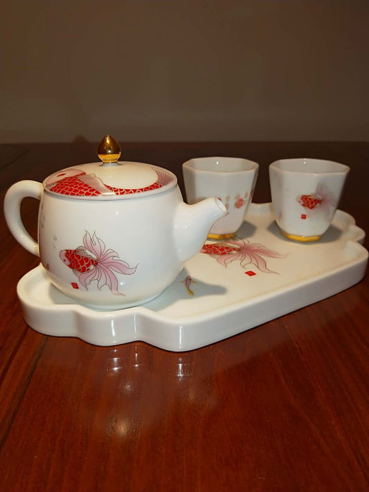 Golden Carp Mini Tea Set - Square Cups