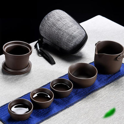 Purple Clay Travelling Tea Set Ceramic Chinese Quick Cup