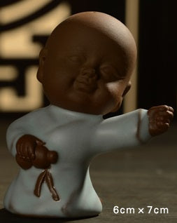 Ru Kiln Tea Pet Kongfu Monk Drunken Fist