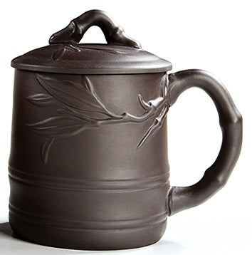 Purple Clay Tea Mug Tea Cup With Lid Bamboo Style
